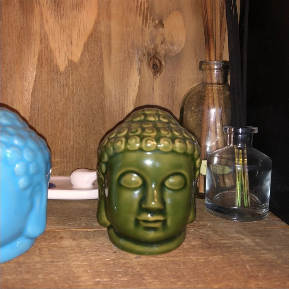 Green Buddha Head Sculpture